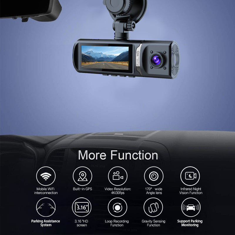 Innocruise Dashcam Car Front Rear 4K+ 1080P+ 1080P, Dash Cam Car Camera 3.18" IPS Screen, Free 128 GB Card, 5.8 GHz WiFi, GPS, 170° Wide Angle WDR, IR Night Vision