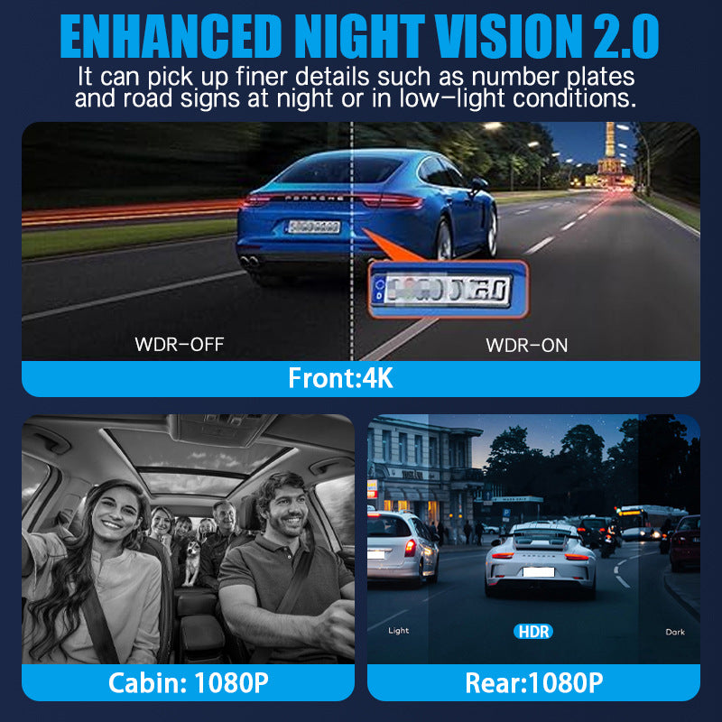 Innocruise Dashcam Car Front Rear 4K+ 1080P+ 1080P, Dash Cam Car Camera 3.18" IPS Screen, Free 128 GB Card, 5.8 GHz WiFi, GPS, 170° Wide Angle WDR, IR Night Vision