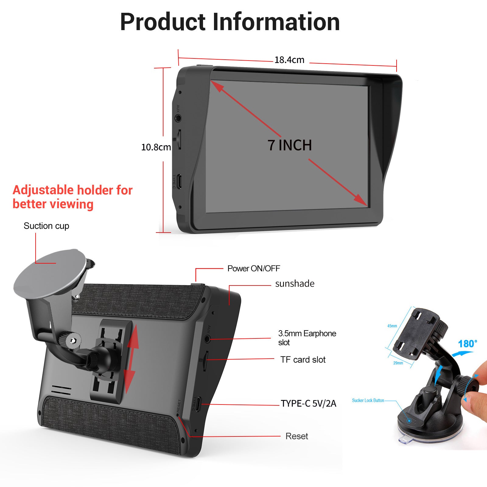 Innocruise X20H 7-inch GPS navigation devices for car/truck/camper 2025 with Europe map – voice guidance, POI & speed warning, lifetime free map updates